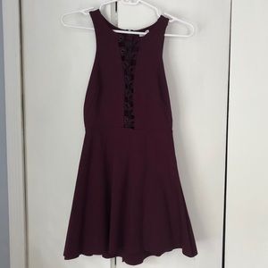 Urban Outfitters Lace Up Maroon Dress
